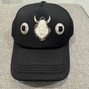 Elegant Black Cap with Silver Embellishments